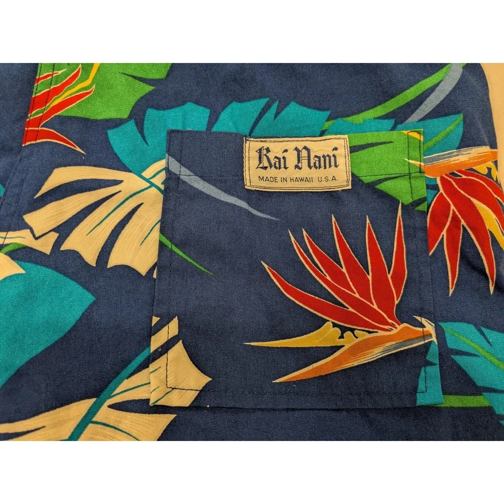 Vtg Kai Nani Shorts Men 37 Hawaiian Floral Bermuda Swim Trunks Drawstring Hawaii